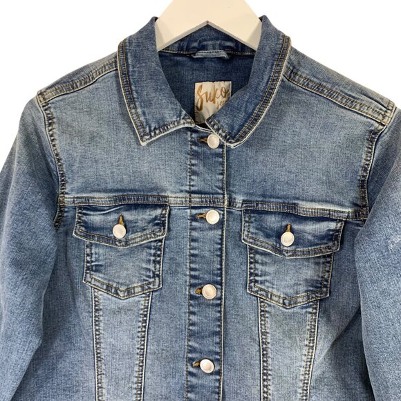 Suko Jeans Women's Stretch Denim jean Trucker Jacket size large - Picture 9 of 11